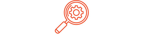Gear + magnifying glass (engineering + analysis)