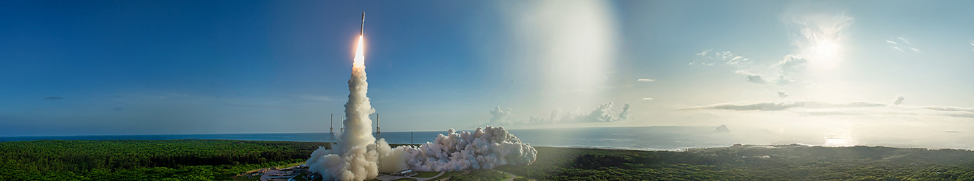 a rocket launching into space